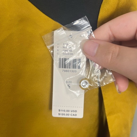 Sunday in Brooklyn Anthropologie Gold One-Shoulder Tie-Neck Blouse Size S New - Picture 6 of 9